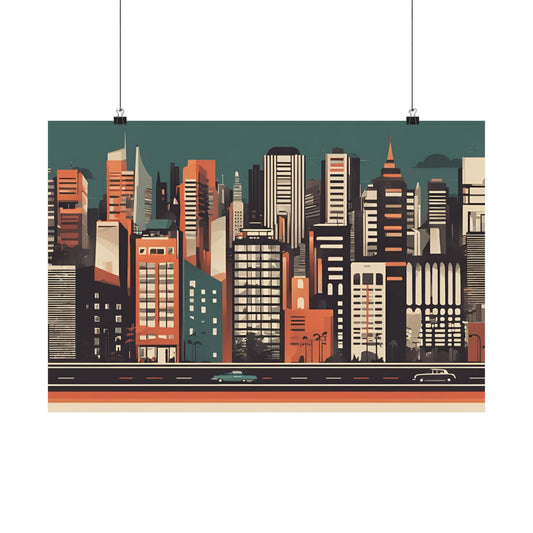 Retro cityscape 4 Matte Horizontal Posters