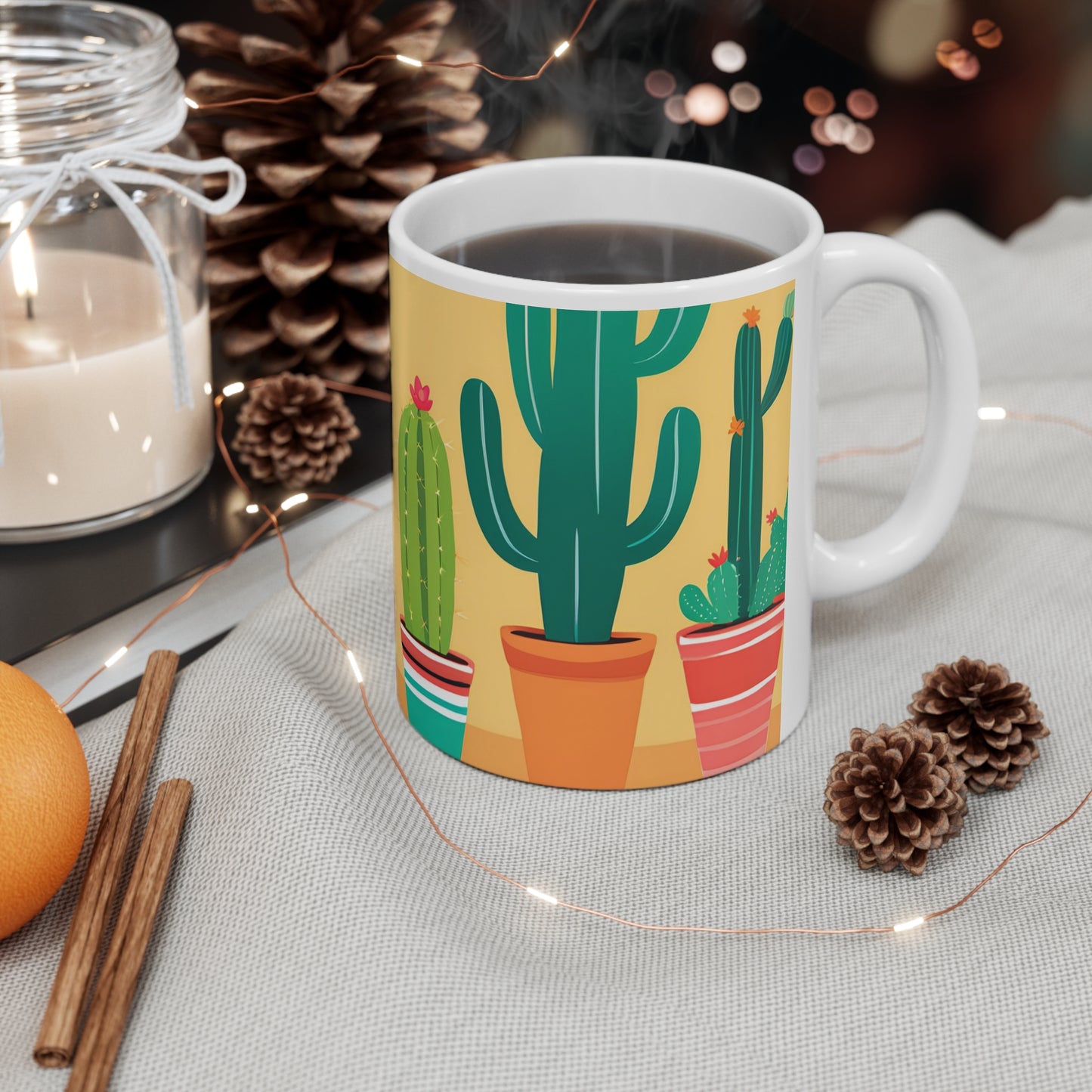 Playful Cacti 8 White Ceramic Mug 11oz
