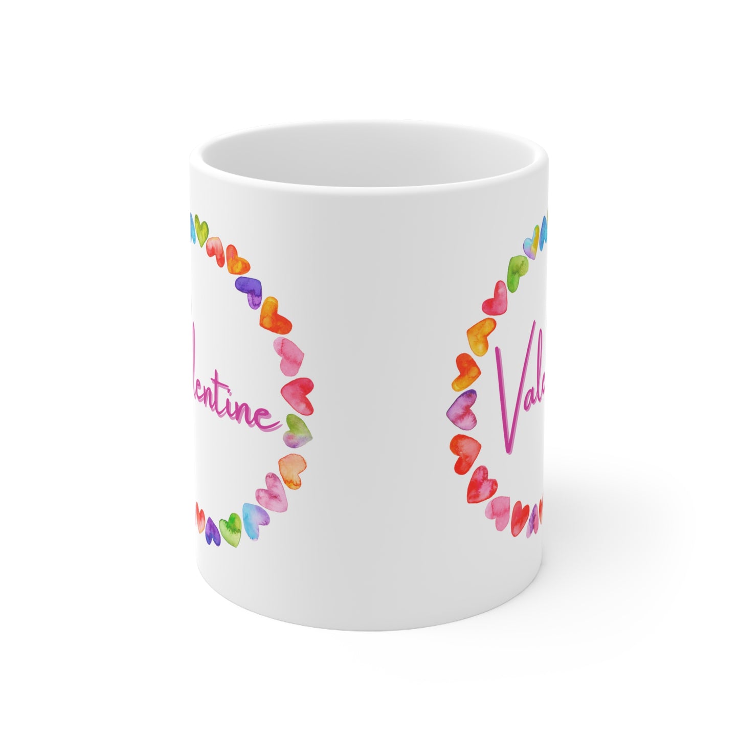 Valentine Multicolor Hearts Valentines Mug Ceramic 11oz