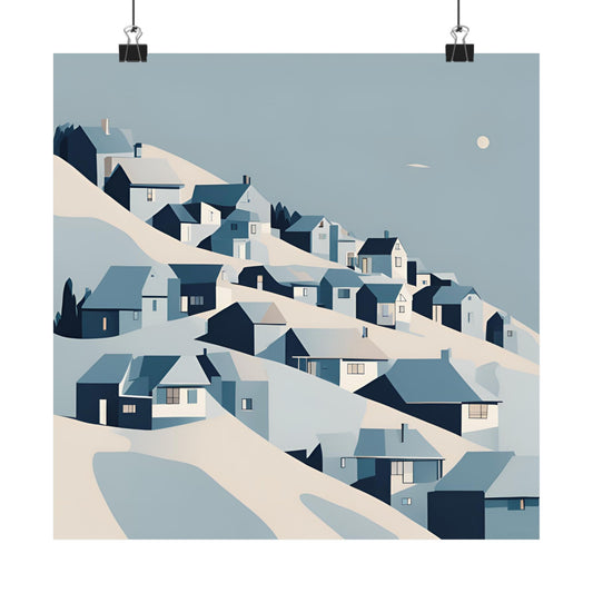 On The Hillside Blue 5 Matte Square Posters