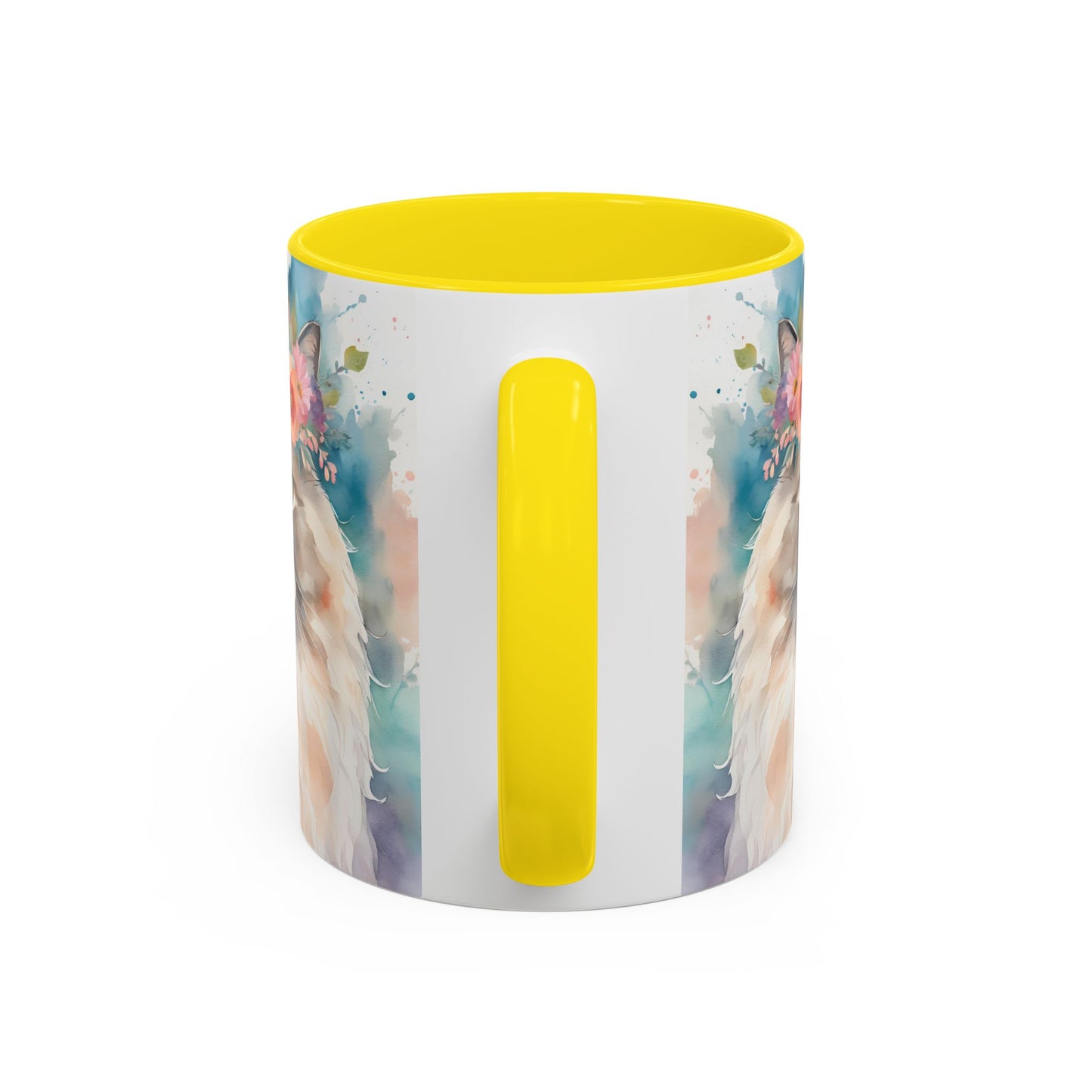 Floral Siamese Cat 01 Accent Coffee Mug - 11oz Perfect for Cat Lovers & Gifts