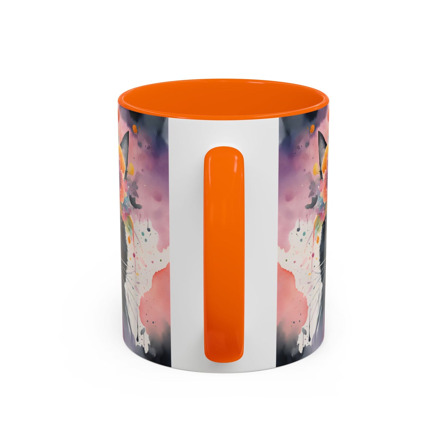 Floral Black Cat 03 Accent Coffee Mug - 11oz Perfect for Cat Lovers & Gifts