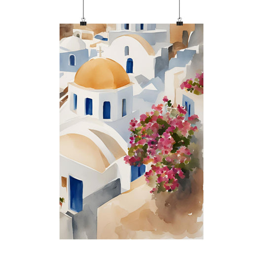 Abstract Greek rooftops 5 Matte Vertical Poster