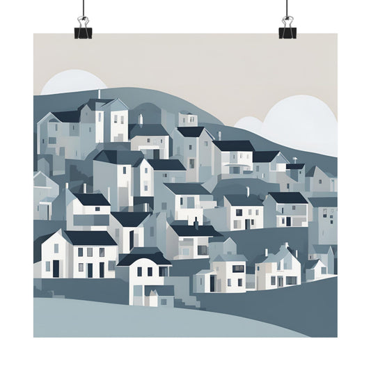 On The Hillside Blue 2 Matte Square Posters