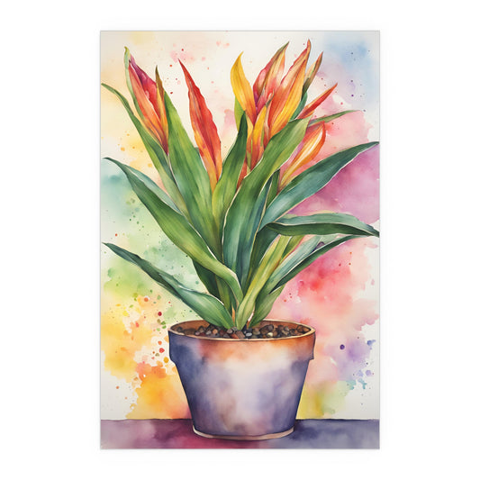 Multicolored Pot Plant 2 Indoor and Outdoor Silk Poster