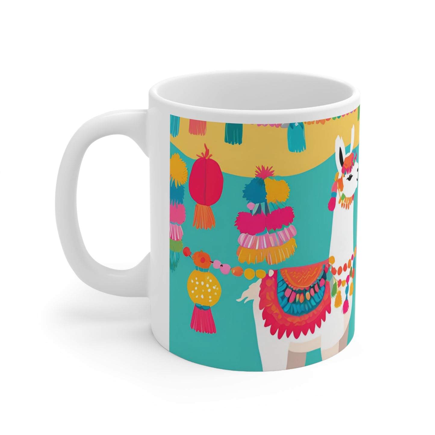 Playful Llama 3 White Ceramic Mug 11oz