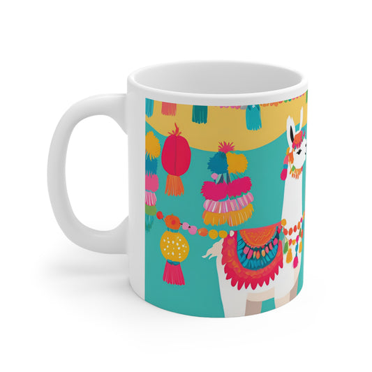 Playful Llama 3 White Ceramic Mug 11oz