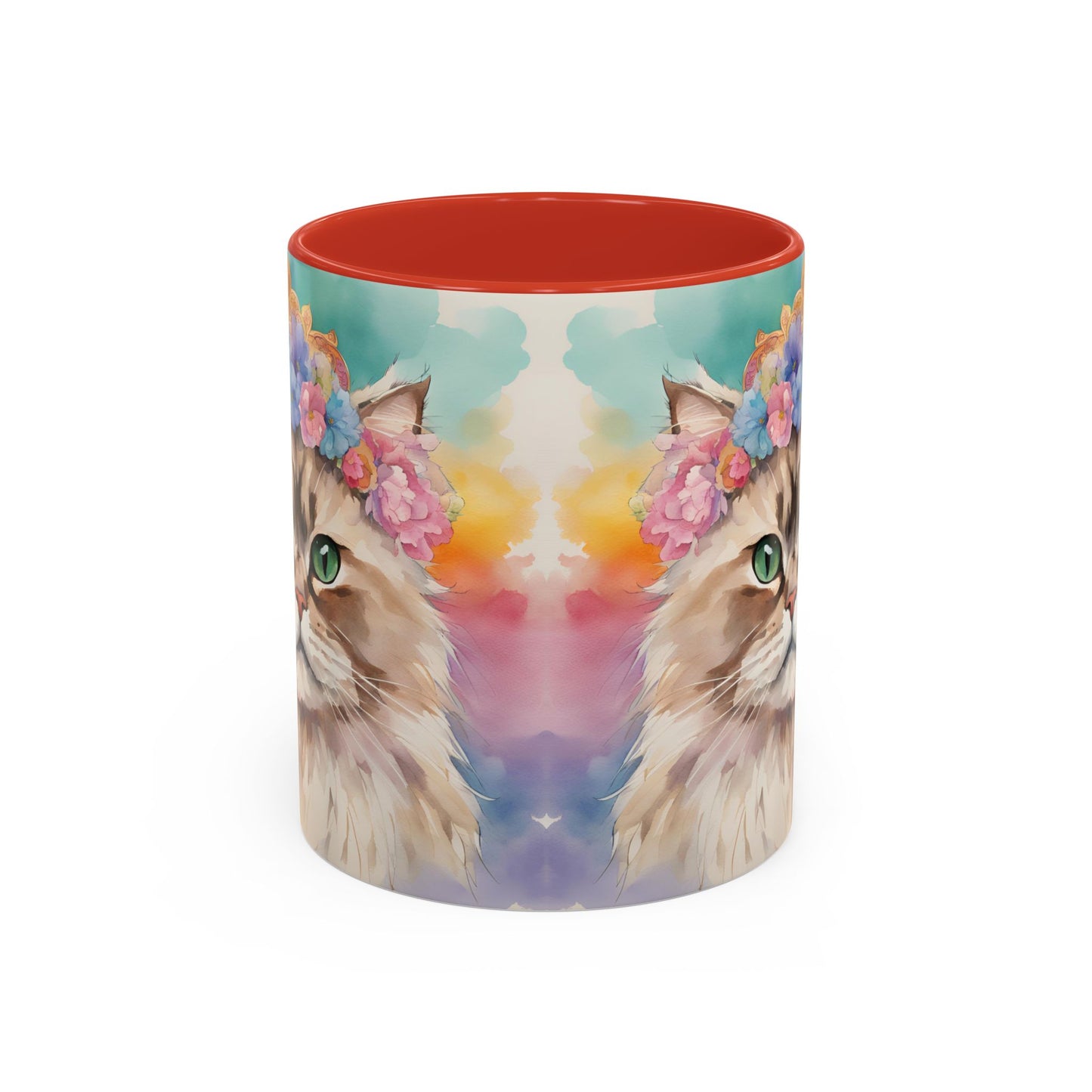 Floral Siamese Cat 02 Accent Coffee Mug - 11oz Perfect for Cat Lovers & Gifts