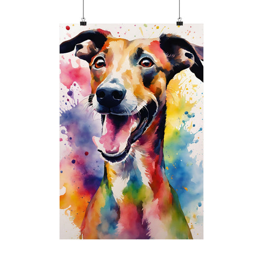 Multicolored Goofy Greyhound 01 Matte Vertical Poster