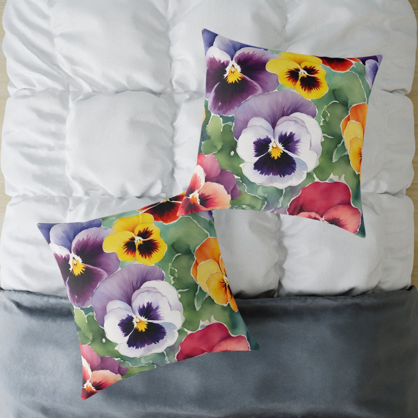 Pansies 02 Poly Pillow - Natures Beauty Design
