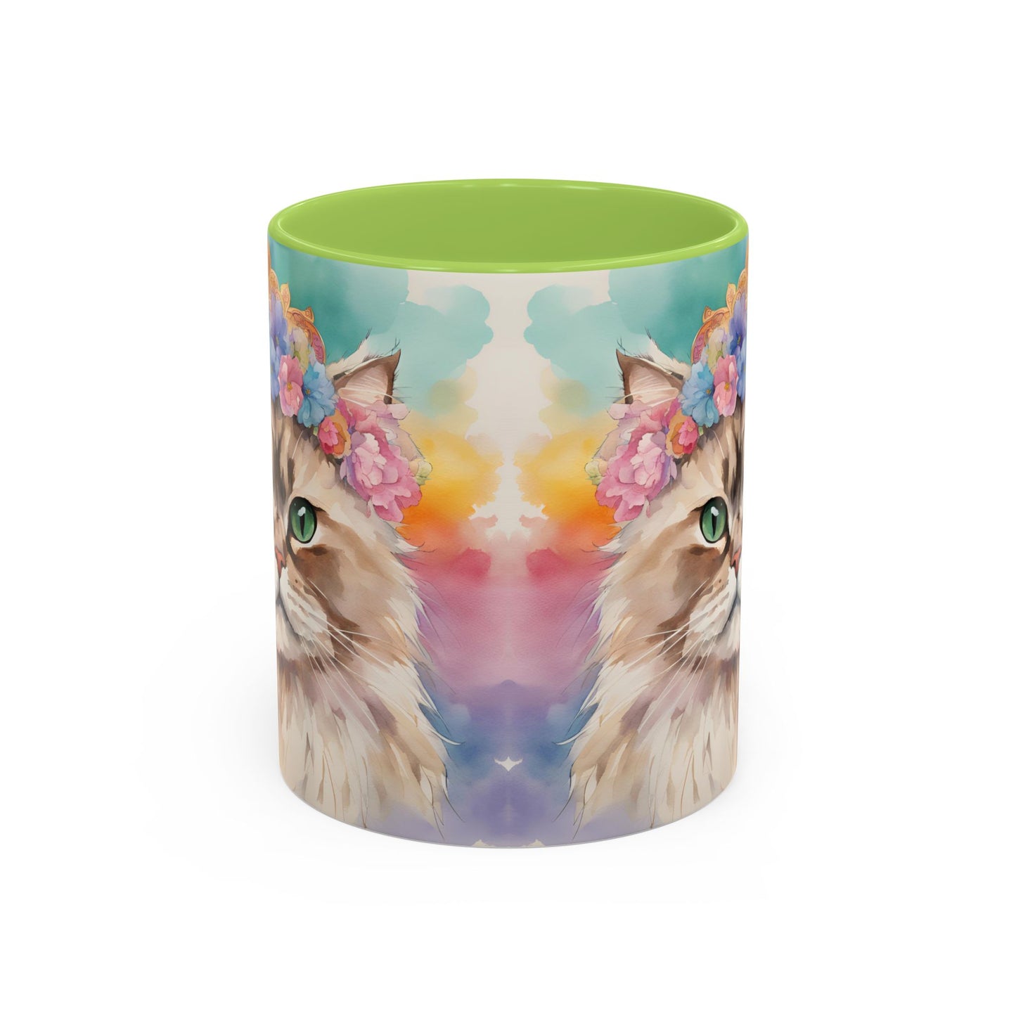 Floral Siamese Cat 02 Accent Coffee Mug - 11oz Perfect for Cat Lovers & Gifts