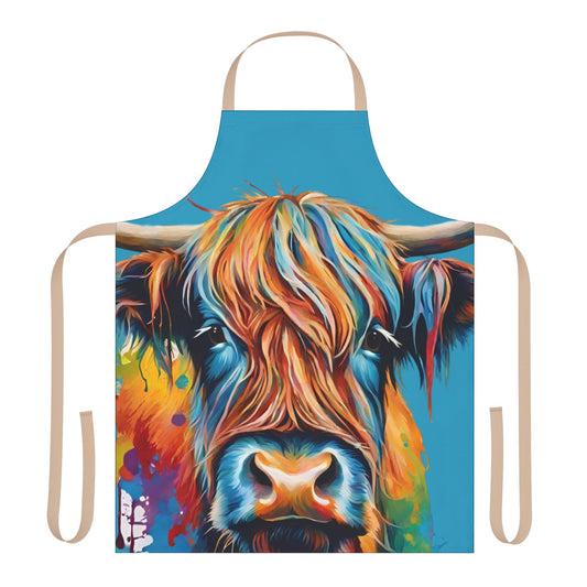 Multicolored Highland Cow Adult Apron (AOP)