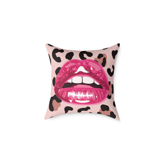 Cheetah Lips Poly Pillow