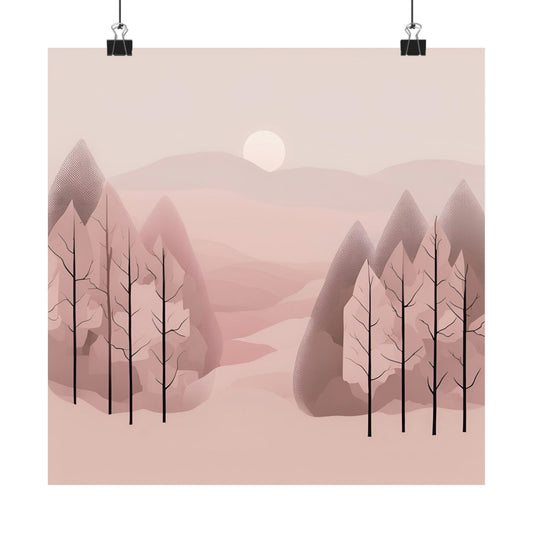 Lonely Forest Pink 27 Matte Square Posters