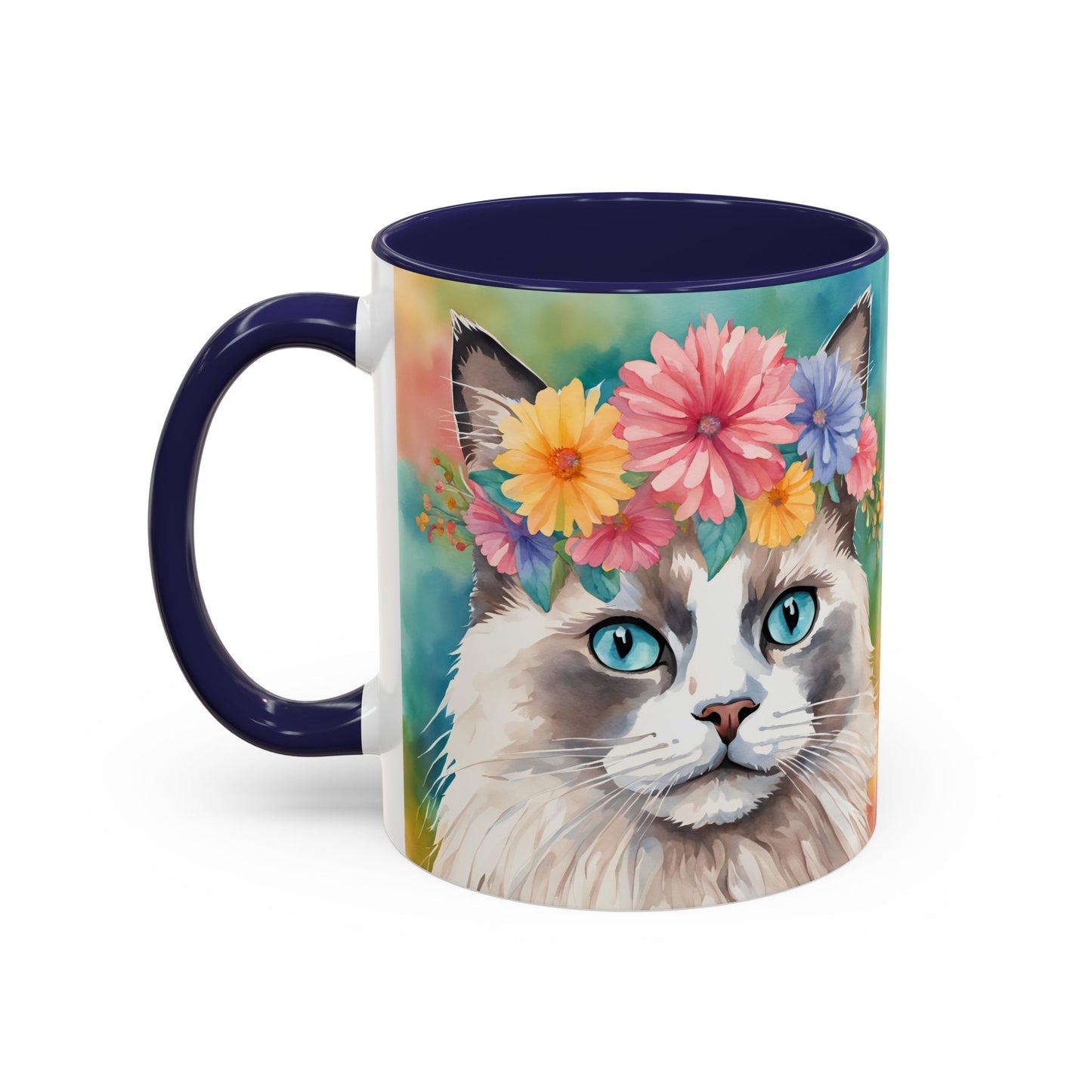 Floral Rag Doll Cat 01 Accent Coffee Mug - 11oz Perfect for Cat Lovers & Gifts