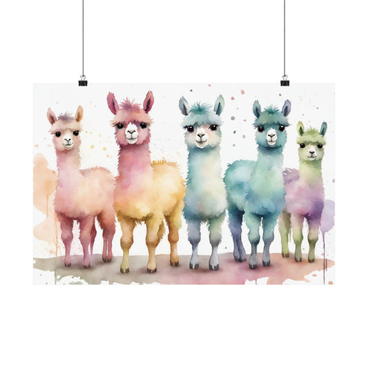 Nursery Llamas 2 Matte Horizontal Posters