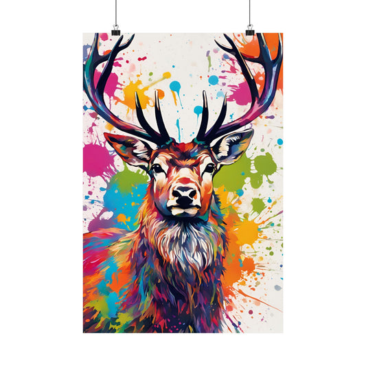 Multicolored Stag 1 Matte Vertical Poster