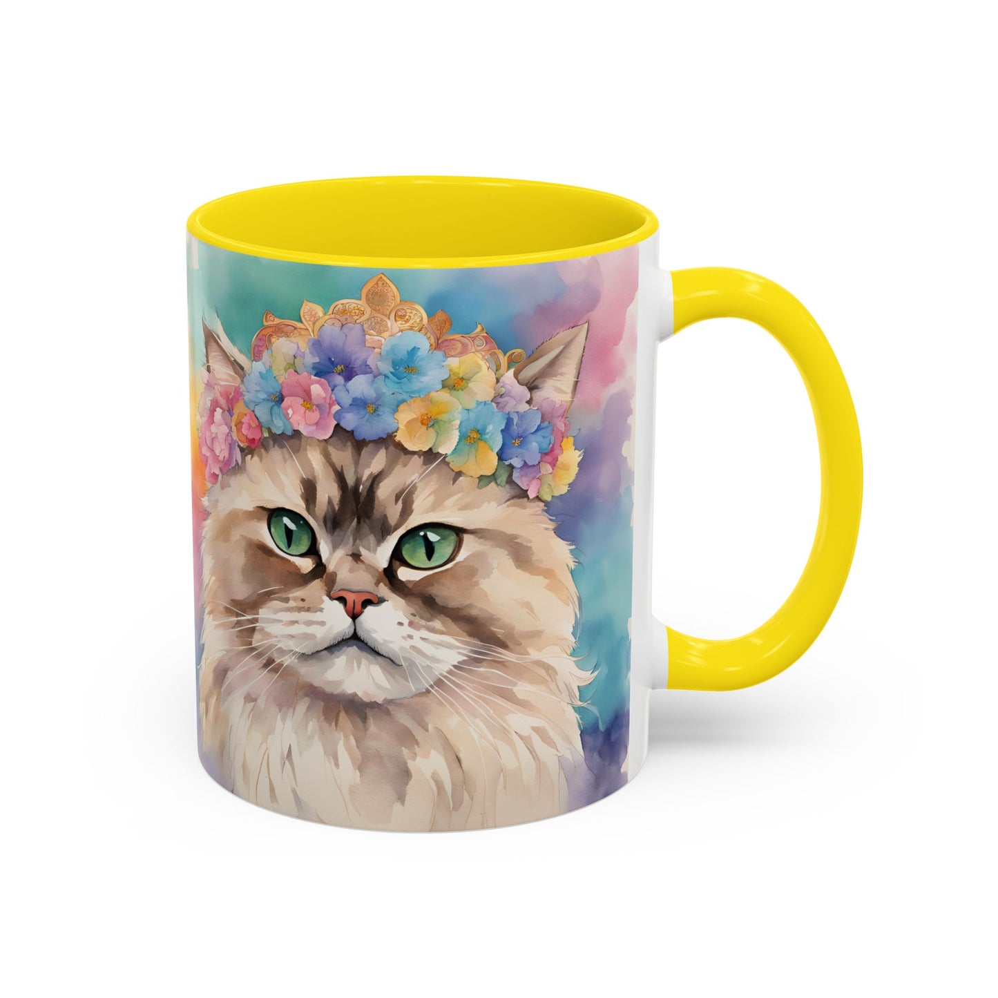 Floral Siamese Cat 02 Accent Coffee Mug - 11oz Perfect for Cat Lovers & Gifts