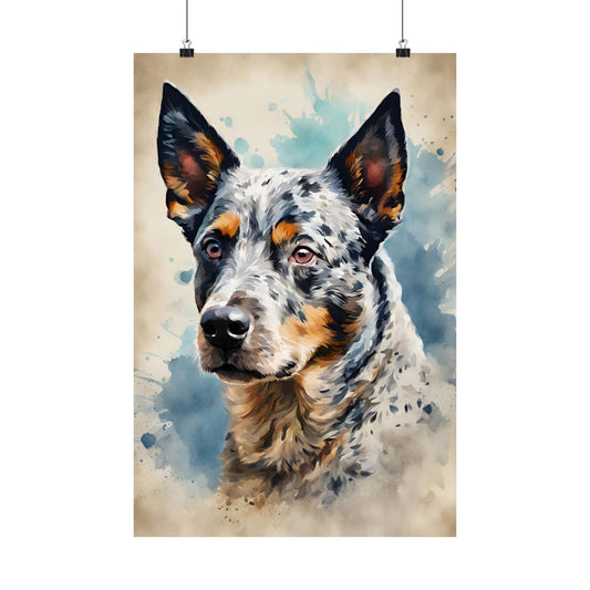 Dogs Australian Blue Heeler 01 Matte Vertical Poster