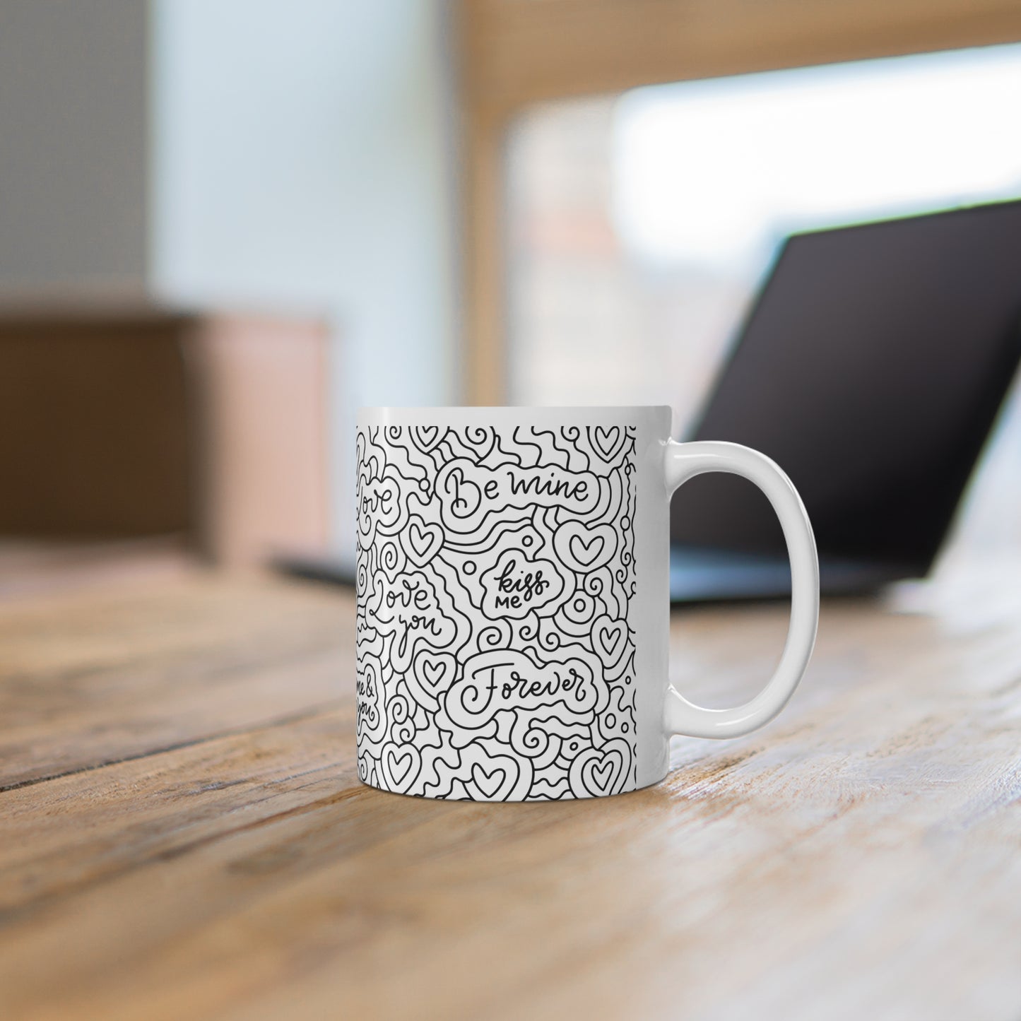 Doodle Be Mine Valentines Mug Ceramic 11oz