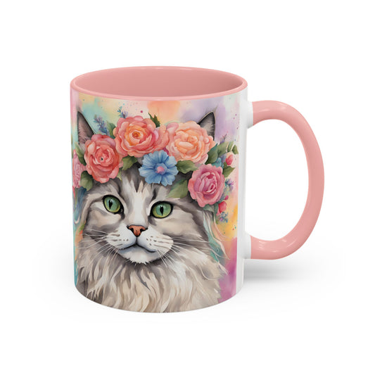Floral Rag Doll Cat 03 Accent Coffee Mug - 11oz Perfect for Cat Lovers & Gifts