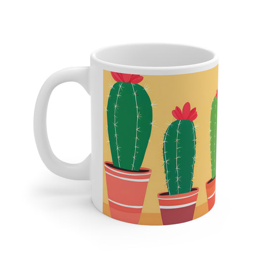 Playful Cacti 8 White Ceramic Mug 11oz