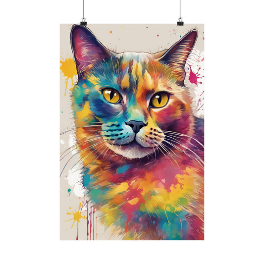 Multicolored Pussycat 1 Matte Vertical Poster