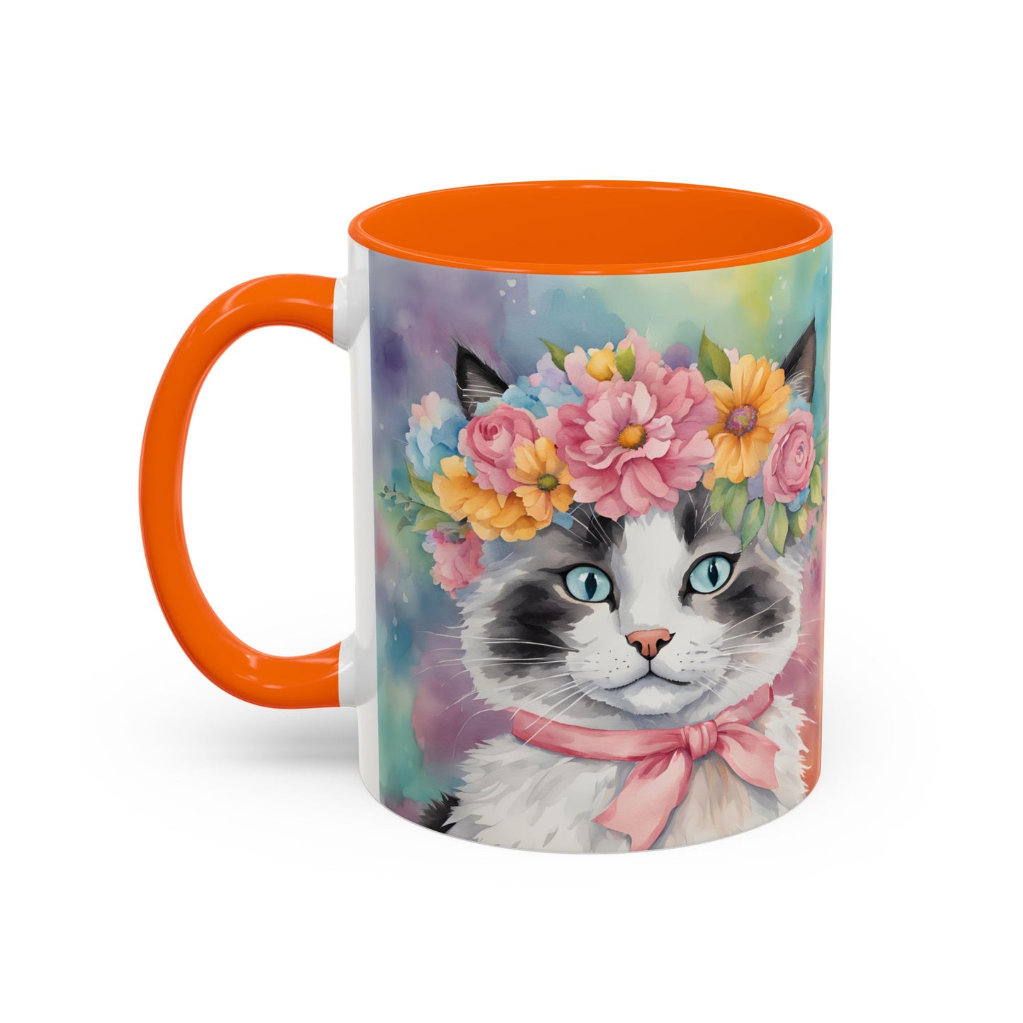Floral Rag Doll Cat 04 Accent Coffee Mug - 11oz Perfect for Cat Lovers & Gifts