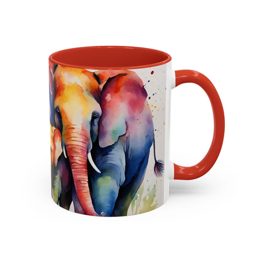 Multicoloured Elephant 3 Accent Mug 11oz