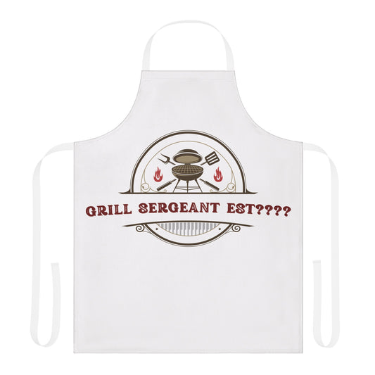 (Personizable) Grill Sergeant EST (????) Funny BBQ Themed Apron 5-Color Straps