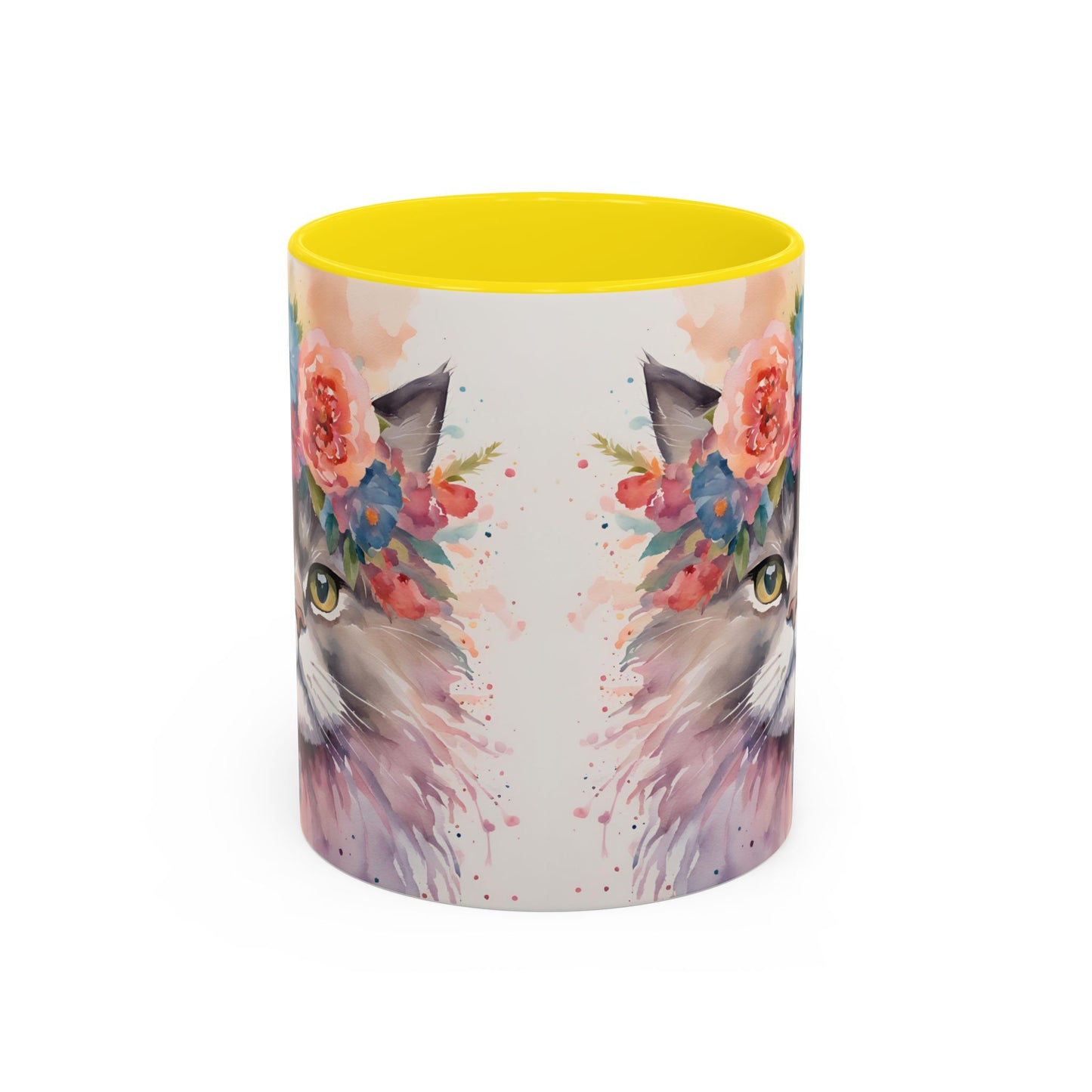 Floral Siamese Cat 03 Accent Coffee Mug - 11oz Perfect for Cat Lovers & Gifts
