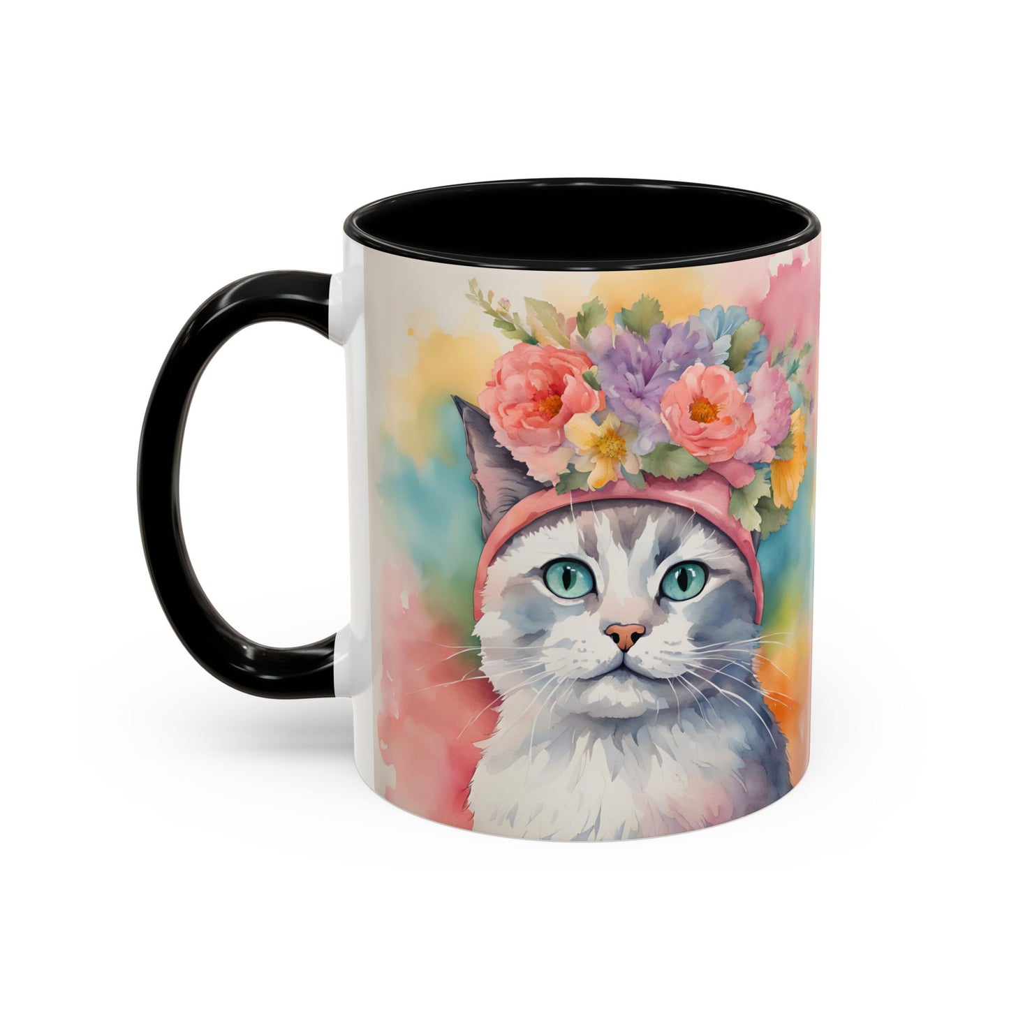 Floral Rag Doll Cat 02 Accent Coffee Mug - 11oz Perfect for Cat Lovers & Gifts