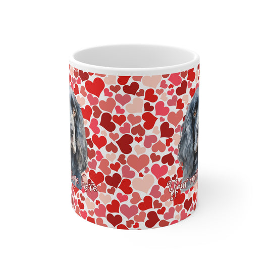 Personalized Pet Lovers Blue Roan Cocker Spaniel Valentines Mug Ceramic 11oz