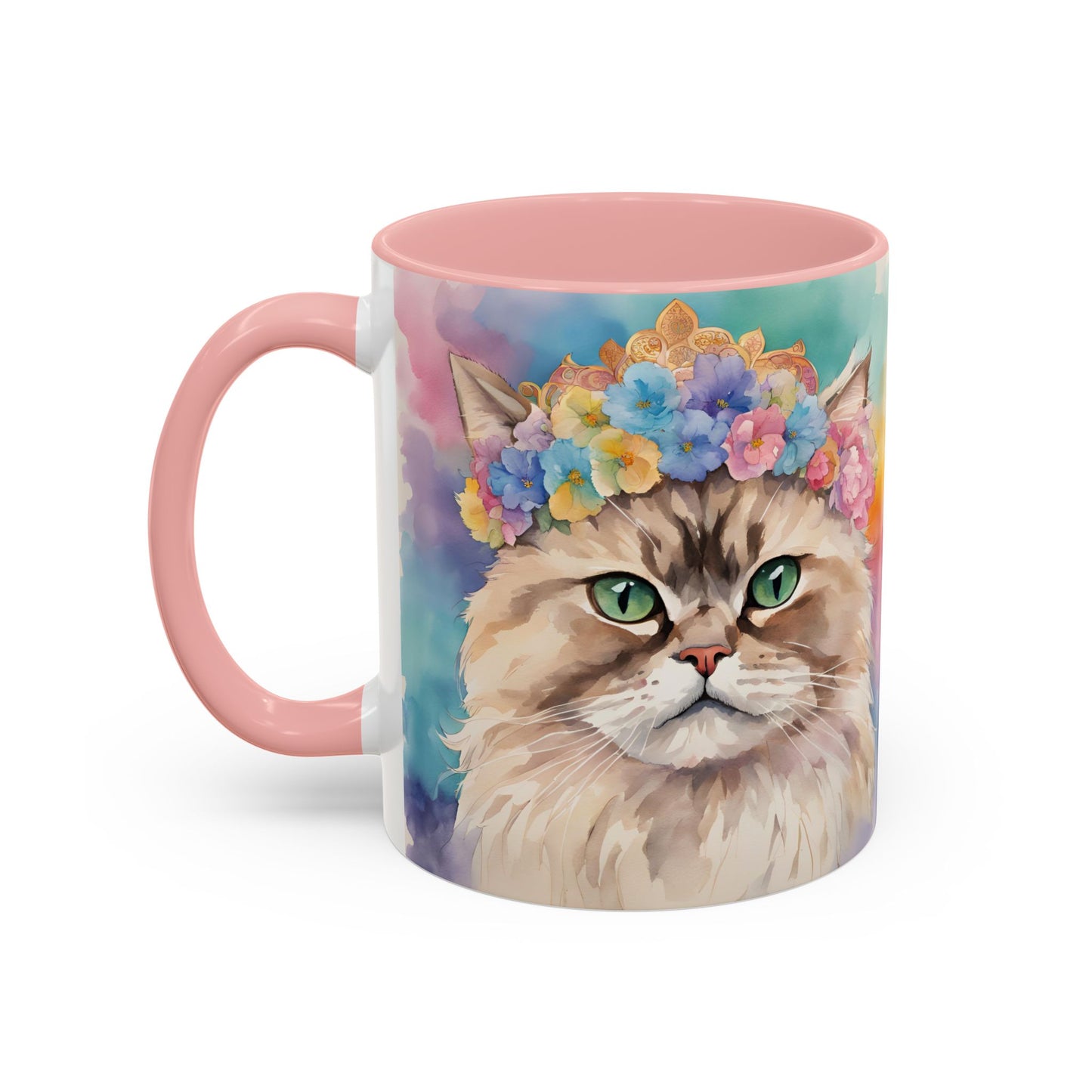 Floral Siamese Cat 02 Accent Coffee Mug - 11oz Perfect for Cat Lovers & Gifts