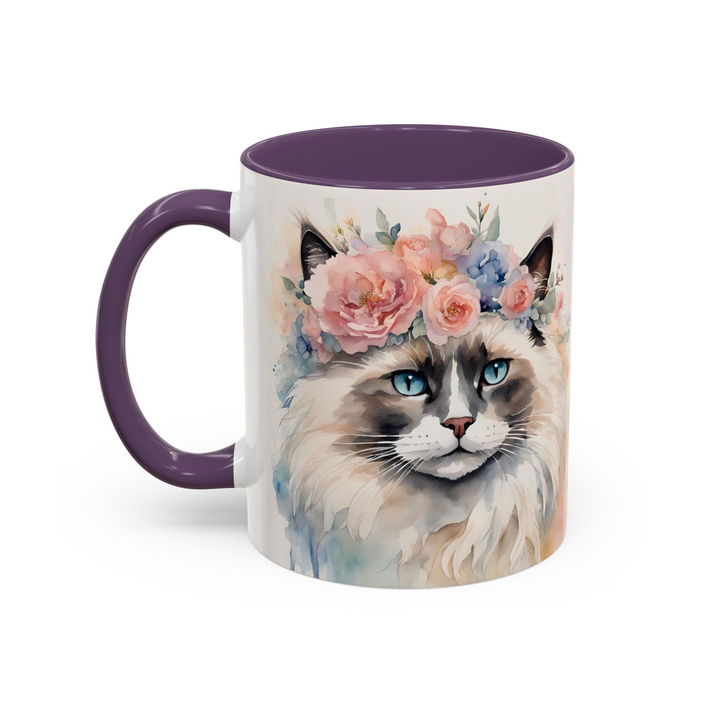 Floral Siamese Cat 04 Accent Coffee Mug - 11oz Perfect for Cat Lovers & Gifts