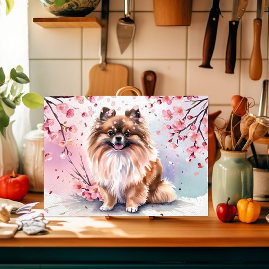 Pomeranian 01 Glass Chopping Board