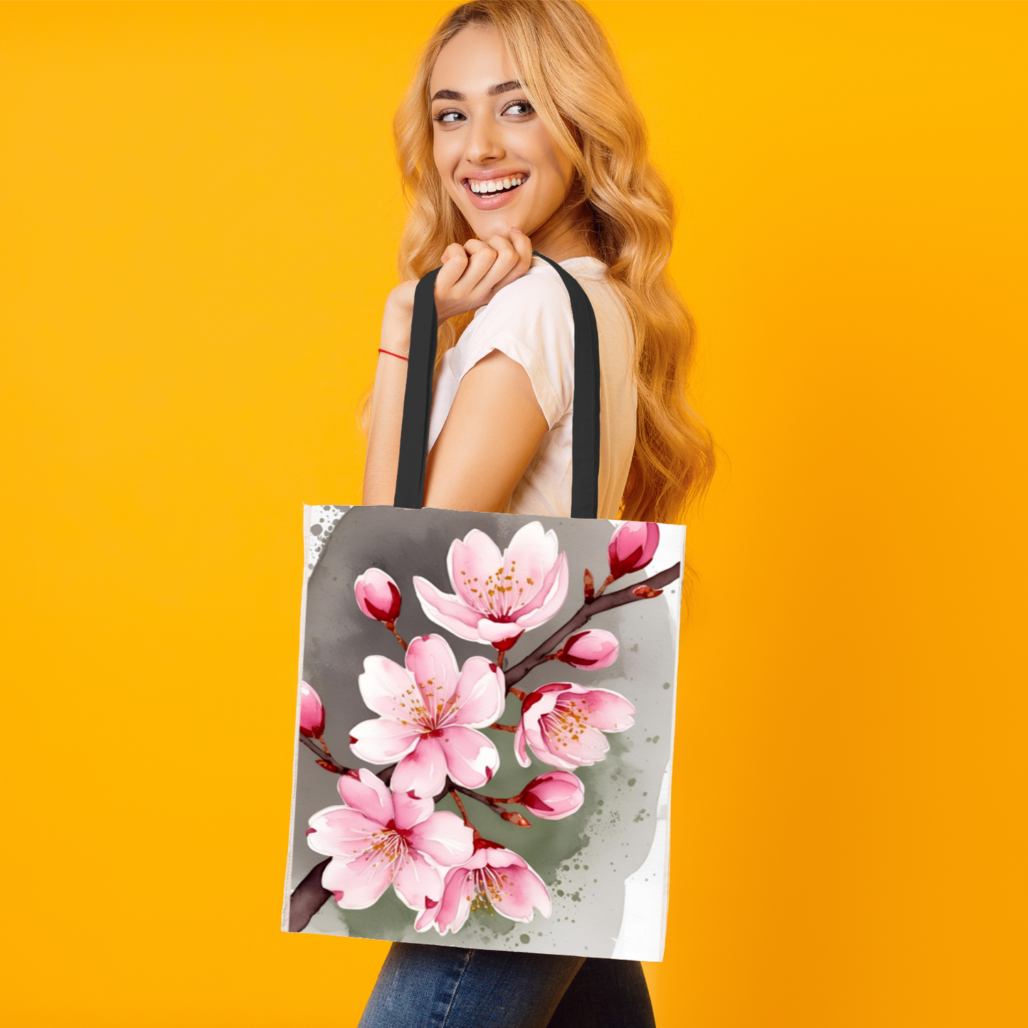 Cherry Blossom 01 Poly Cotton Tote