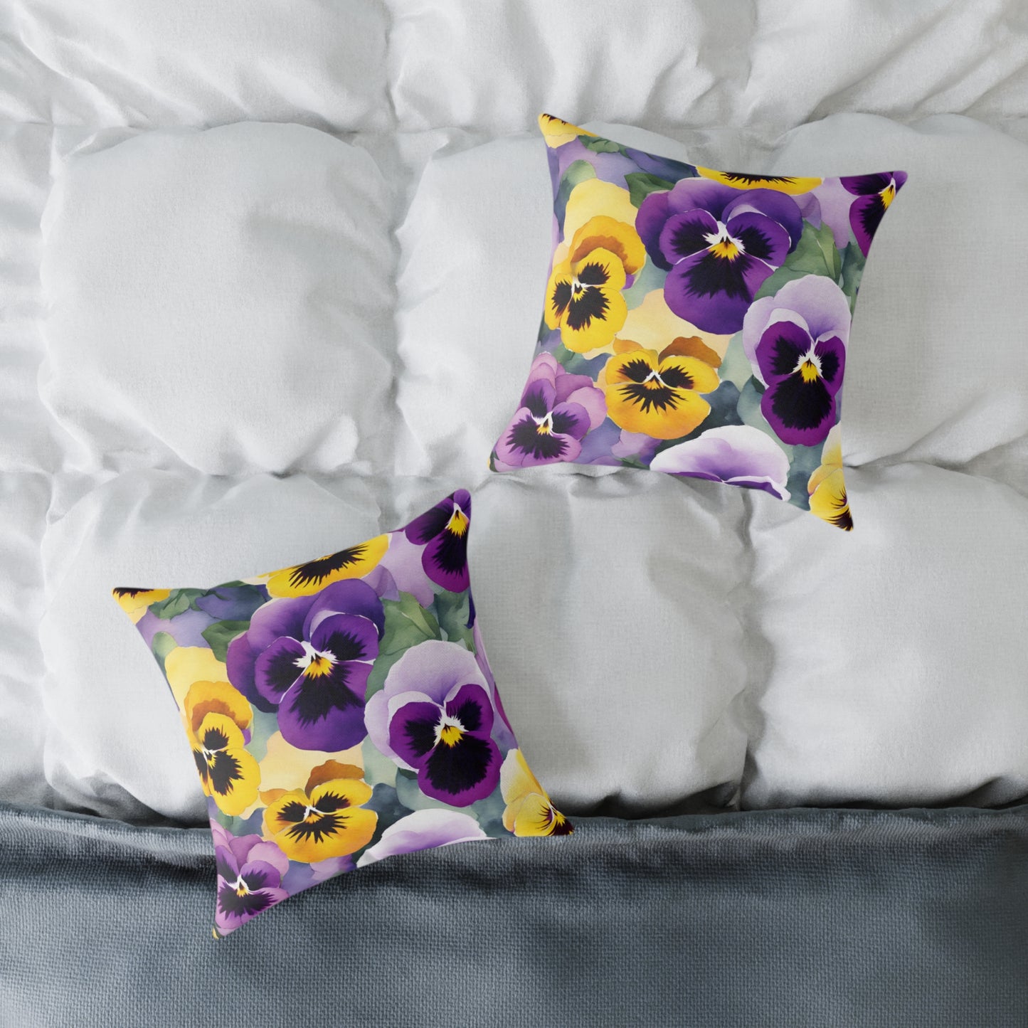 Pansies 01 Poly Pillow - Natures Beauty Design