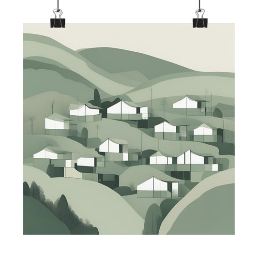 On The Hillside Green 7 Matte Square Posters