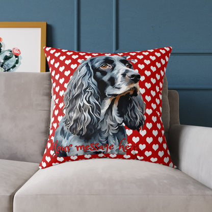 Personalized Valentine Blue Roan Cocker Spaniel Poly Cushion/Pillow 5 sizes
