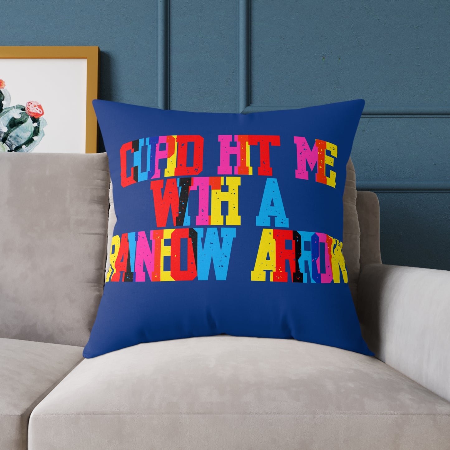 Cupid Hit Me With A Rainbow Arrow Poly Pillow