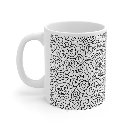 Doodle Be Mine Valentines Mug Ceramic 11oz