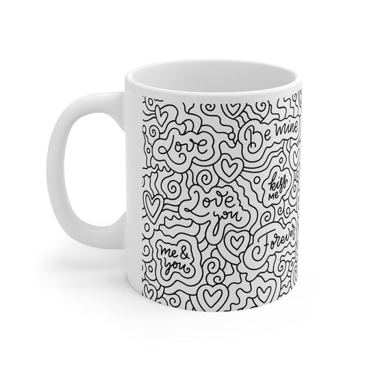 Doodle Be Mine Valentines Mug Ceramic 11oz