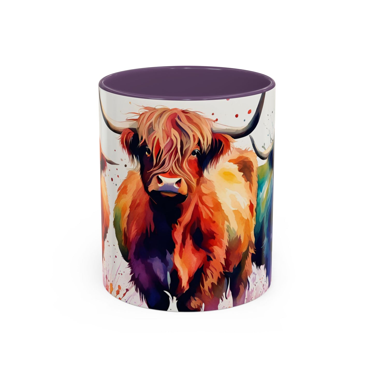 Multicoloured Highland Cow 4 Accent Mug 11oz