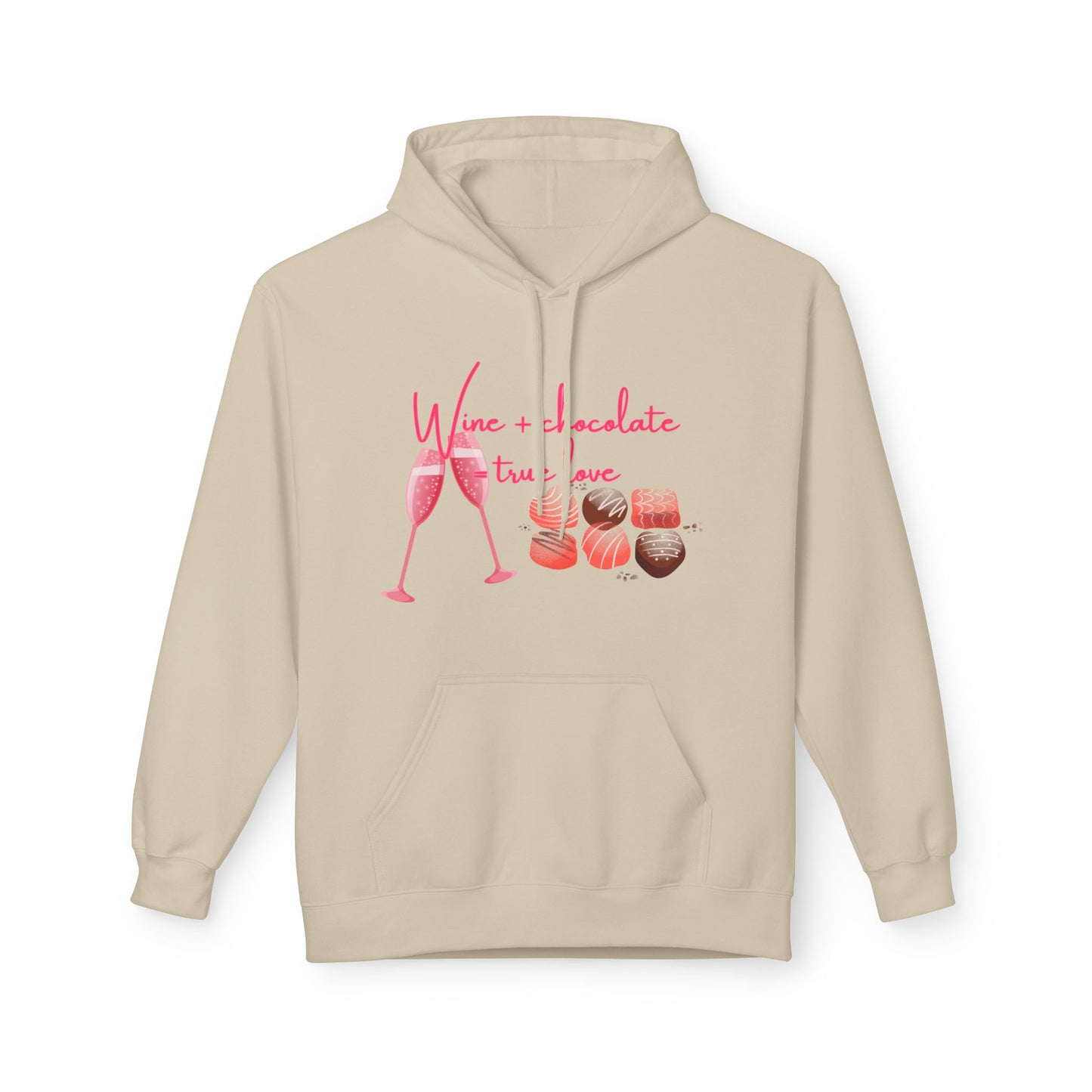 Wine + Chocolate = True Love Unisex Valentines Hoodie