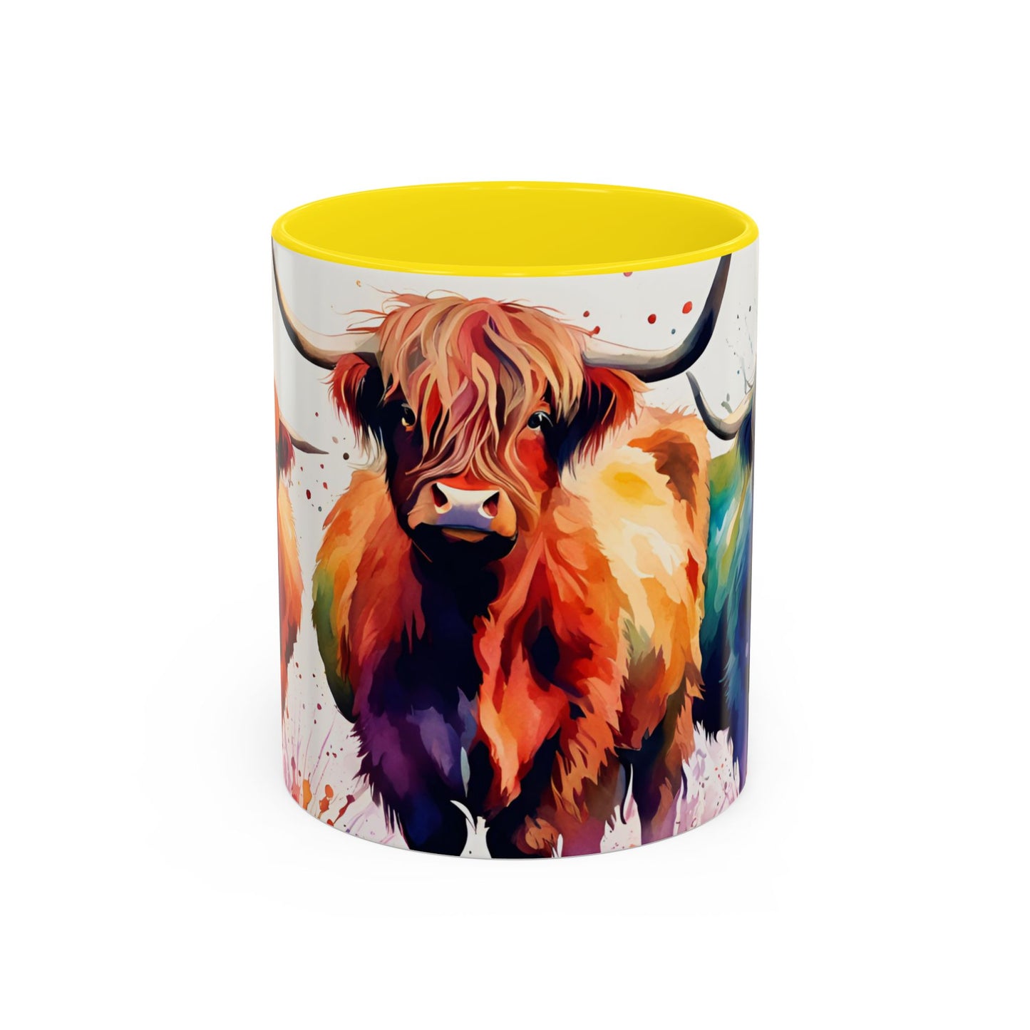 Multicoloured Highland Cow 4 Accent Mug 11oz