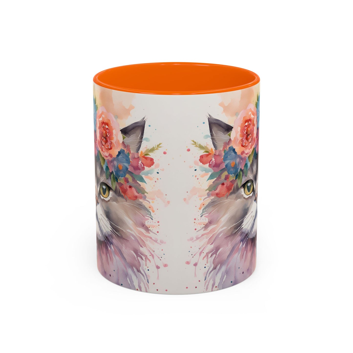 Floral Siamese Cat 03 Accent Coffee Mug - 11oz Perfect for Cat Lovers & Gifts