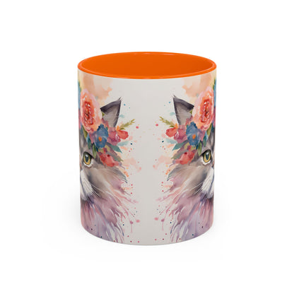 Floral Siamese Cat 03 Accent Coffee Mug - 11oz Perfect for Cat Lovers & Gifts