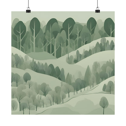 On The Hillside Green 21 Matte Square Posters