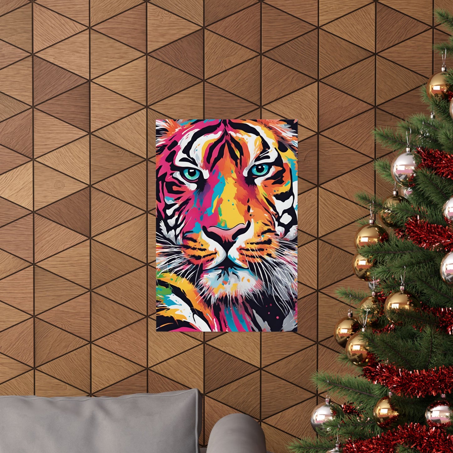 Multicolored Tiger 3 Matte Vertical Poster